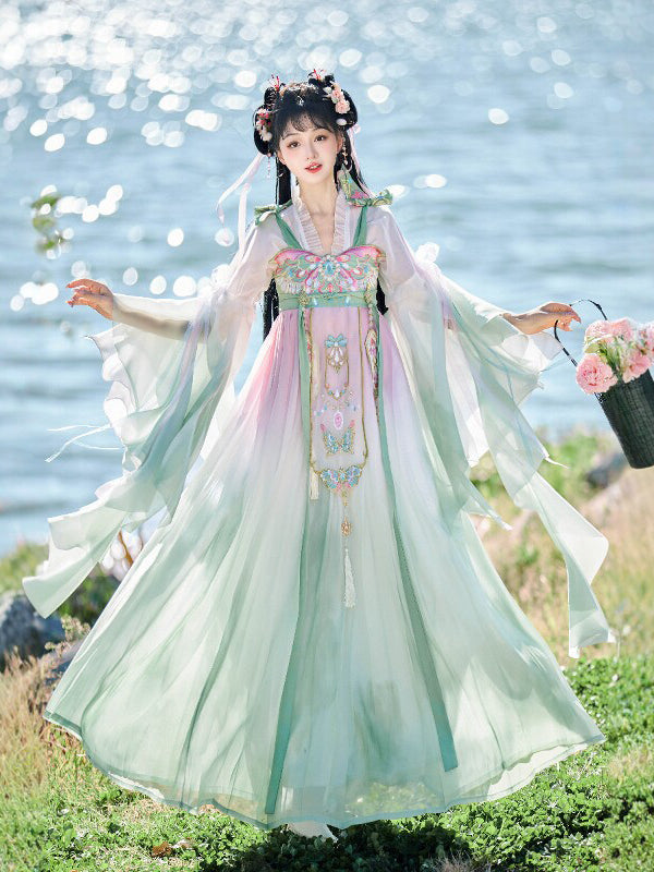 Chinese Style Improved Chest-High Ruqun Hanfu 3-Piece Set