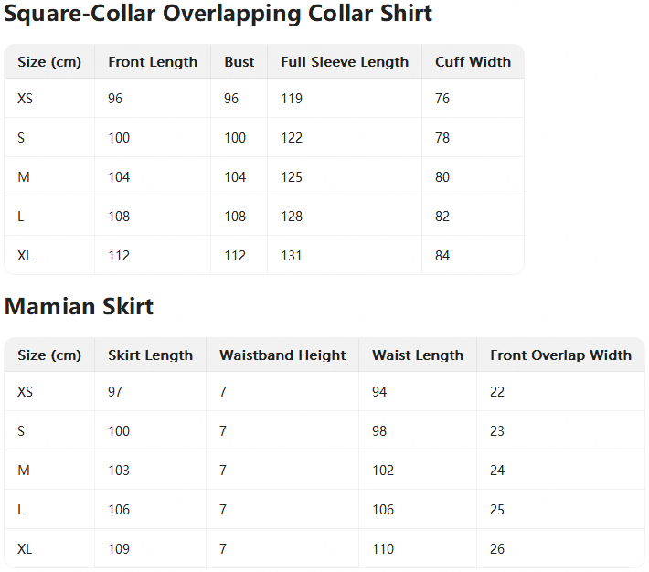 Size chart