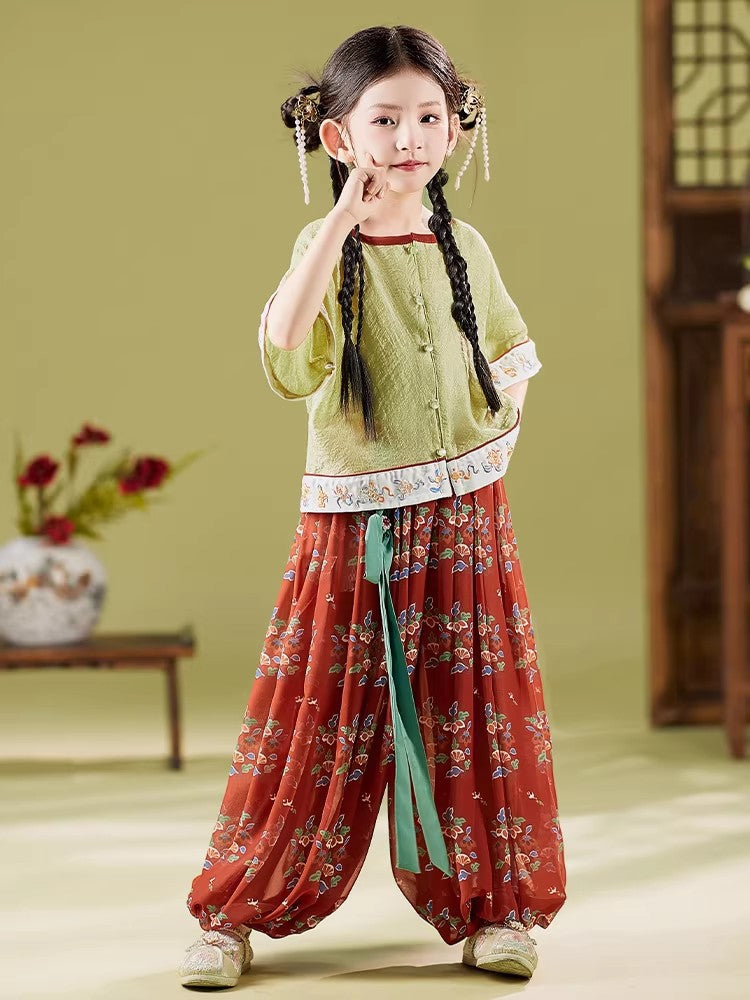 Modern Chinese Kids Hanfu Set | Beizi & Lantern Pants