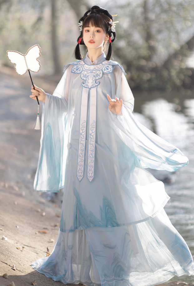 Daily Wear Chinese-Style Standing Collar Parallel Long Shirt Set