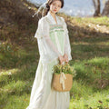 Modernized Han-Element Chest-High Pleated Panel Skirt Set with Front-Opening and Heavy Embroidery