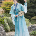 Ethereal Hanfu Set with Mesh Shawl | Fairy-like Ancient Chinese Dress