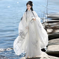Waist-High Cross-Collar Wide-Sleeve Shirt Hanfu