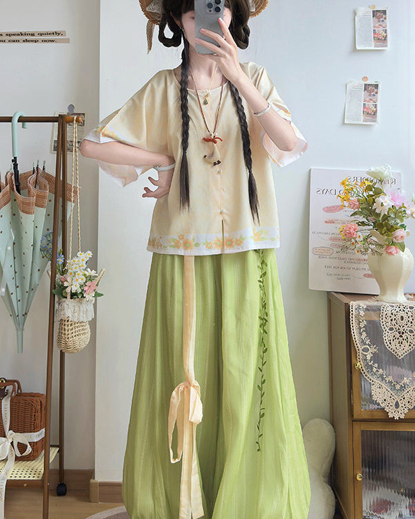 Neo-Chinese Style Cute Girl Hanfu 2-Piece Set