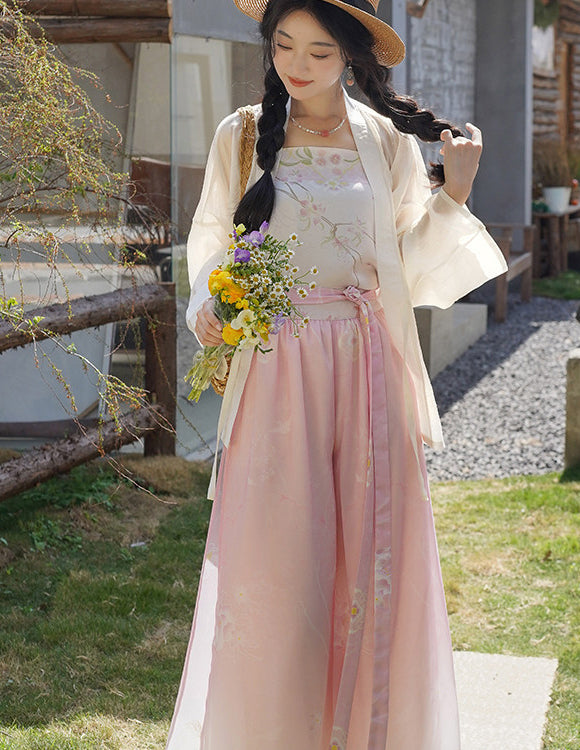 Neo-Chinese Style Embroidered Ethereal Daily Hanfu 3-Piece Set
