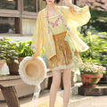 Neo-Chinese Style Butterfly Embroidered Printed Sweet Modified Hanfu 3-Piece Set