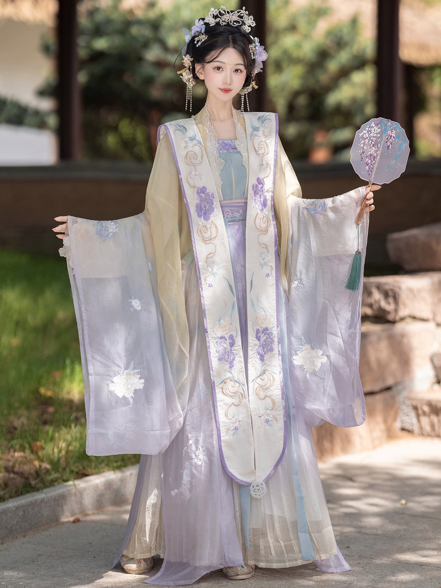 Improved Wide-Sleeve Front-Opening Top and Xiepei Set