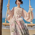 Cross-Collar Shirt Set with Overskirt
