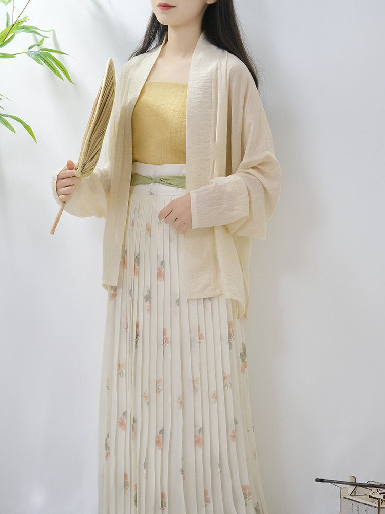 Neo-Chinese Style Pleated Skirt Hanfu 3-Piece Set