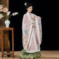 Embroidered Set: Stand-Collar Long Jacket, Cape, and Mamian Skirt