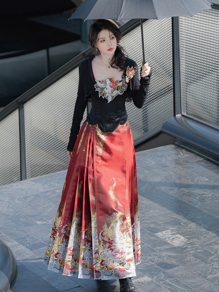 New Chinese Style Mamian Skirt 3-Piece Hanfu Set