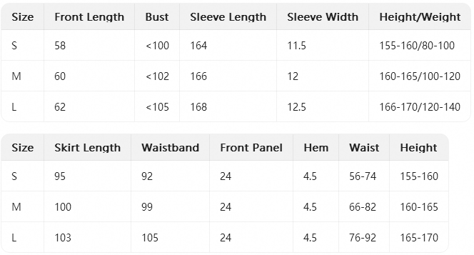 Size chart