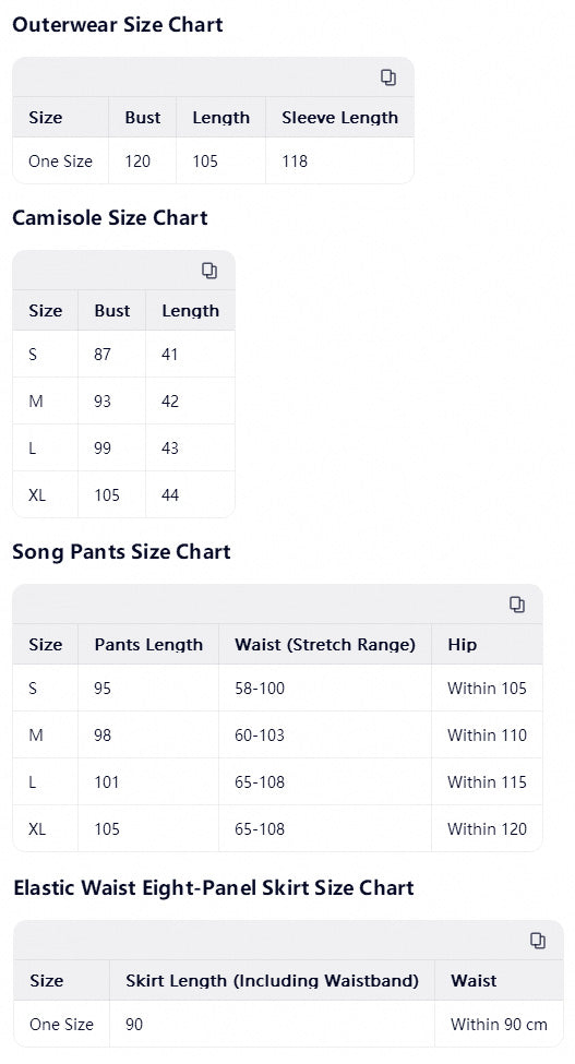 Size chart