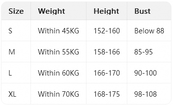 Size chart
