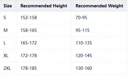 Size chart
