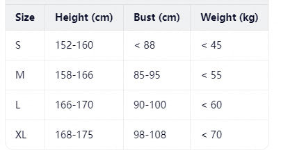 Size chart