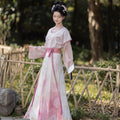 Round-Collar Shirt, Waist-High Eight-Panel Skirt, Daily National Style