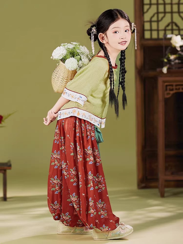 Modern Chinese Kids Hanfu Set | Beizi & Lantern Pants