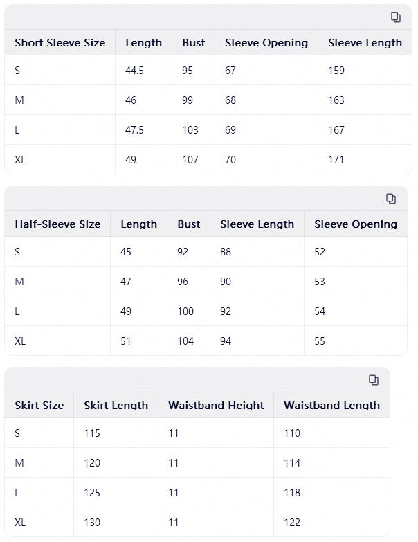 Size chart