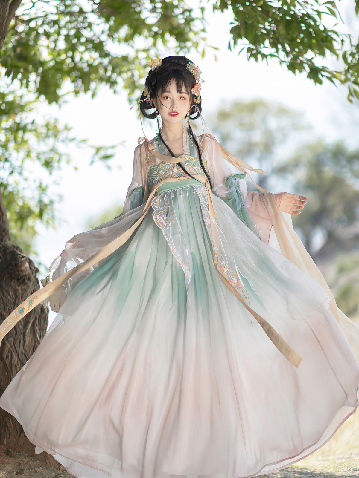 Chest-high Han Element Dress, Embroidered Court Style
