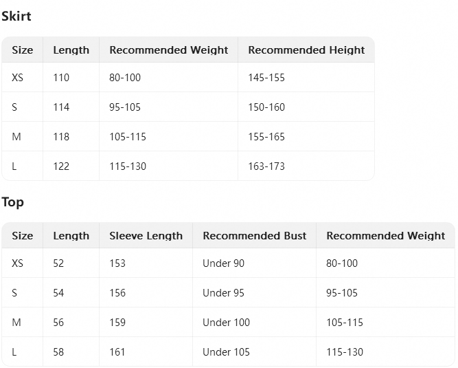 Size chart