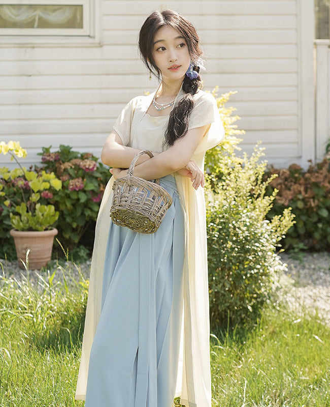Neo-Chinese Style Commute Wide-Leg Pants, Improved Hanfu