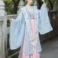 Ethereal Wide-Sleeve Shirt with Xiepei and Waist-High Ruqun