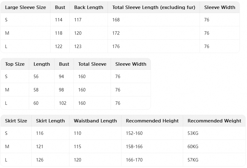 Size chart