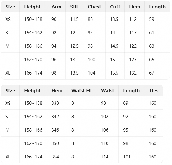 Size chart