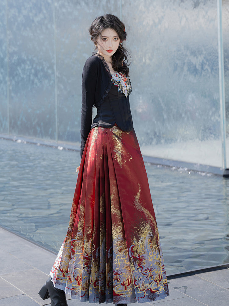 New Chinese Style Mamian Skirt 3-Piece Hanfu Set